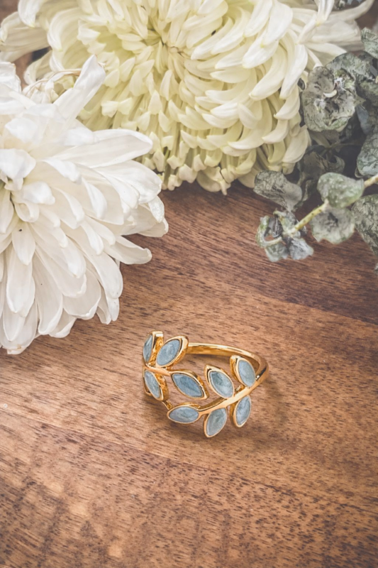 Adjustable Gold and Blue Ring