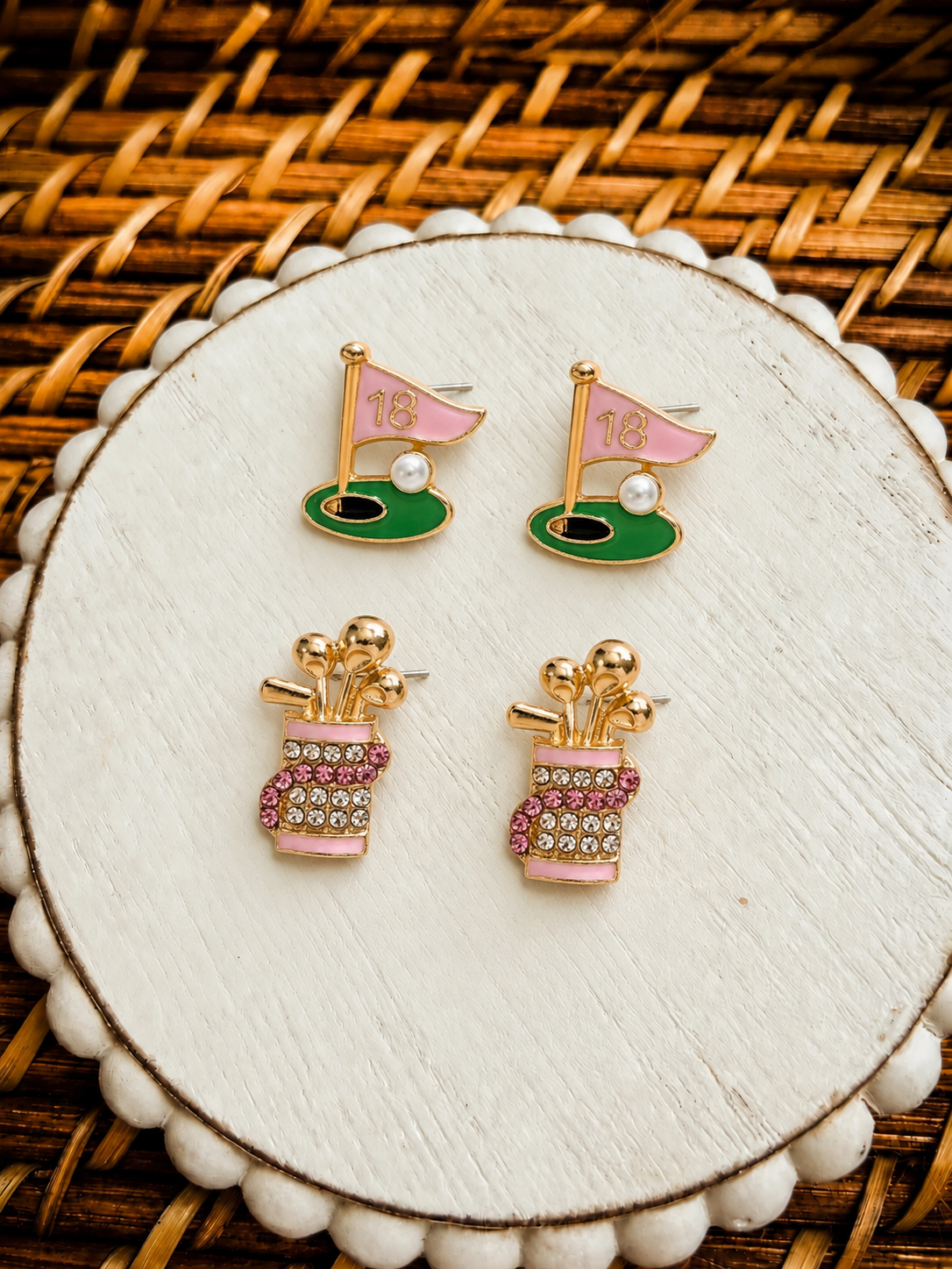Pretty in Pink Golf Stud Earring Set