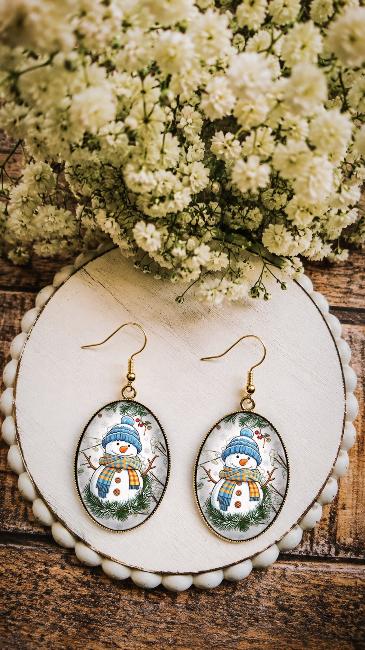 Vintage Snowman Earrings
