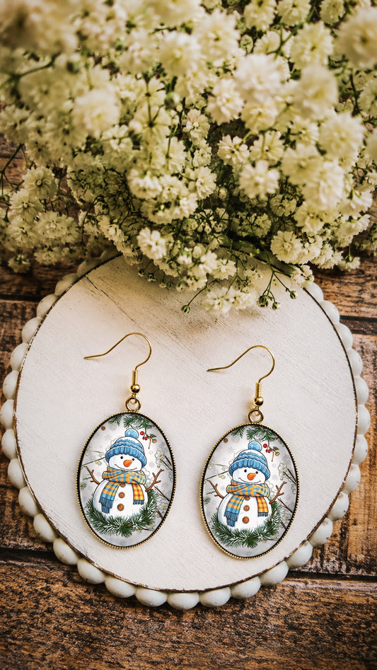 Vintage Snowman Earrings