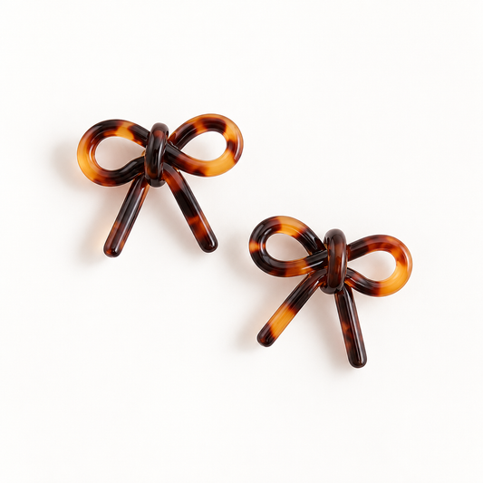 Tortoiseshell Bow Stud Earrings