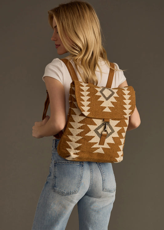 Camel, Cream & Gray Aztec Backpack