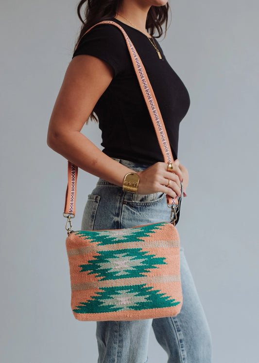 Orange, Green & Pink Aztec Crossbody