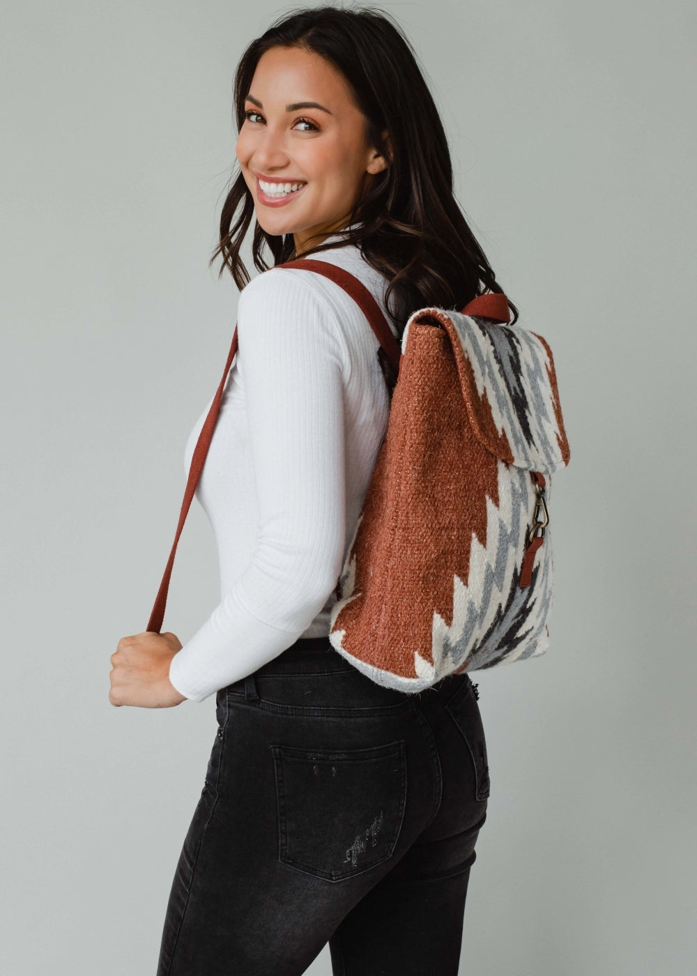 aztec leather backpack Kourtney Design Purse *FINAL SALE* Formalwear Outlet rise design is meticulously crafted for exceptional comfort Rust, Cream & Gray Aztec