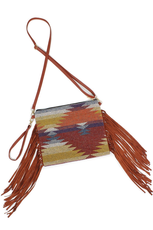 Rust Western Crossbody Bag with Tassel