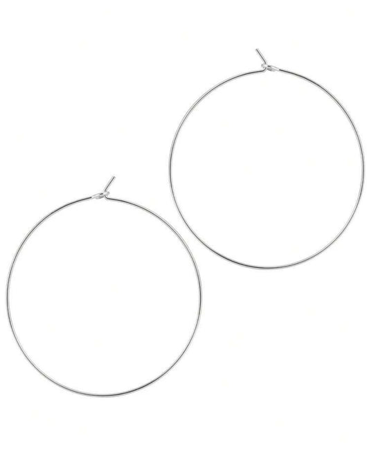 Beautiful Silver Thin Hoop Earrings