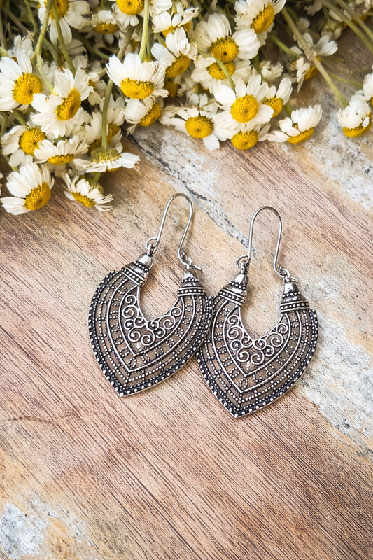 Beautiful Boho Silver Drop Earrings