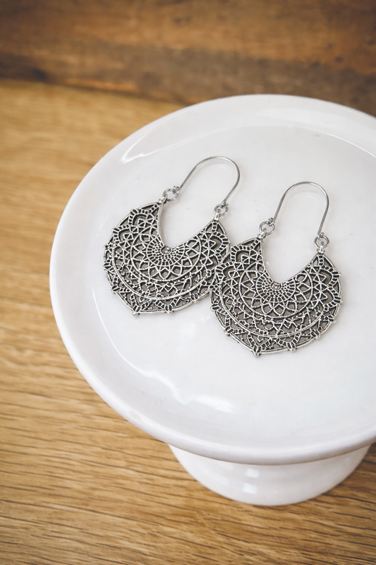 Beautiful Boho Silver Drop Earrings
