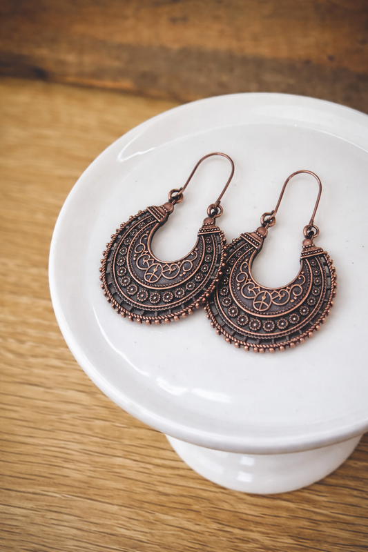 Beautiful Boho Copper Drop Earrings