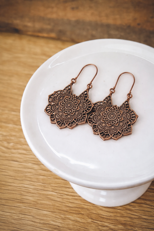 Beautiful Boho Copper Drop Earrings