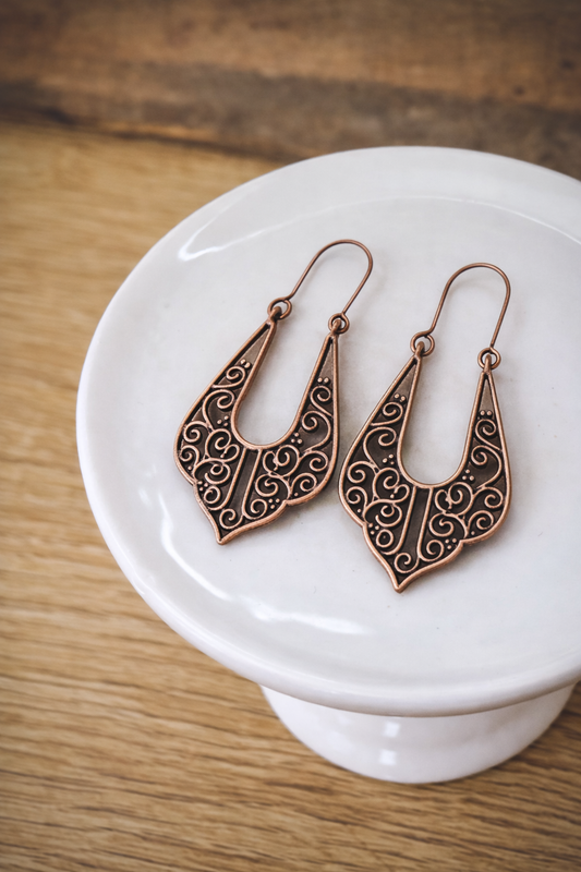 Beautiful Boho Copper Drop Earrings