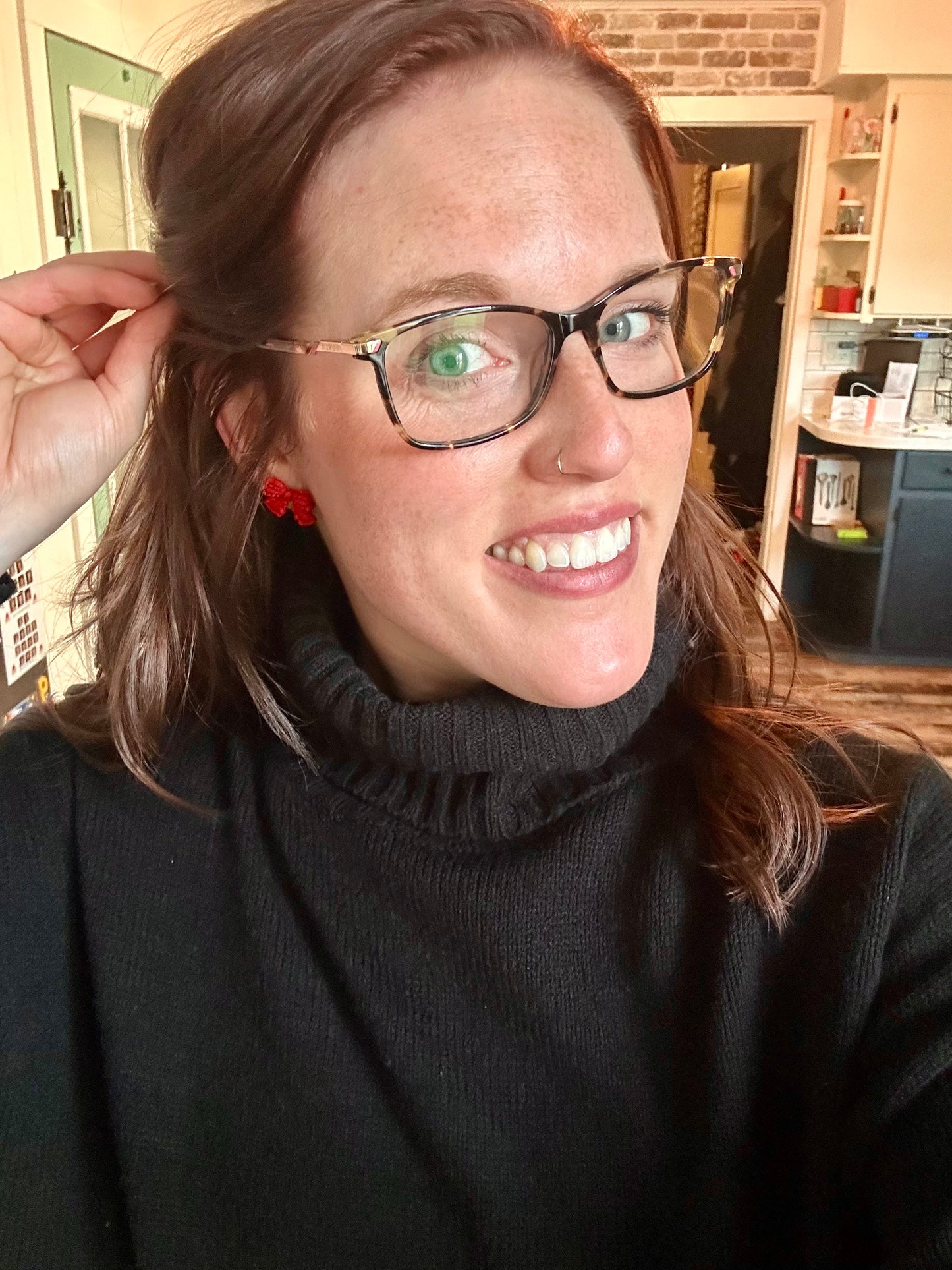 Beautiful Red Bow Earrings