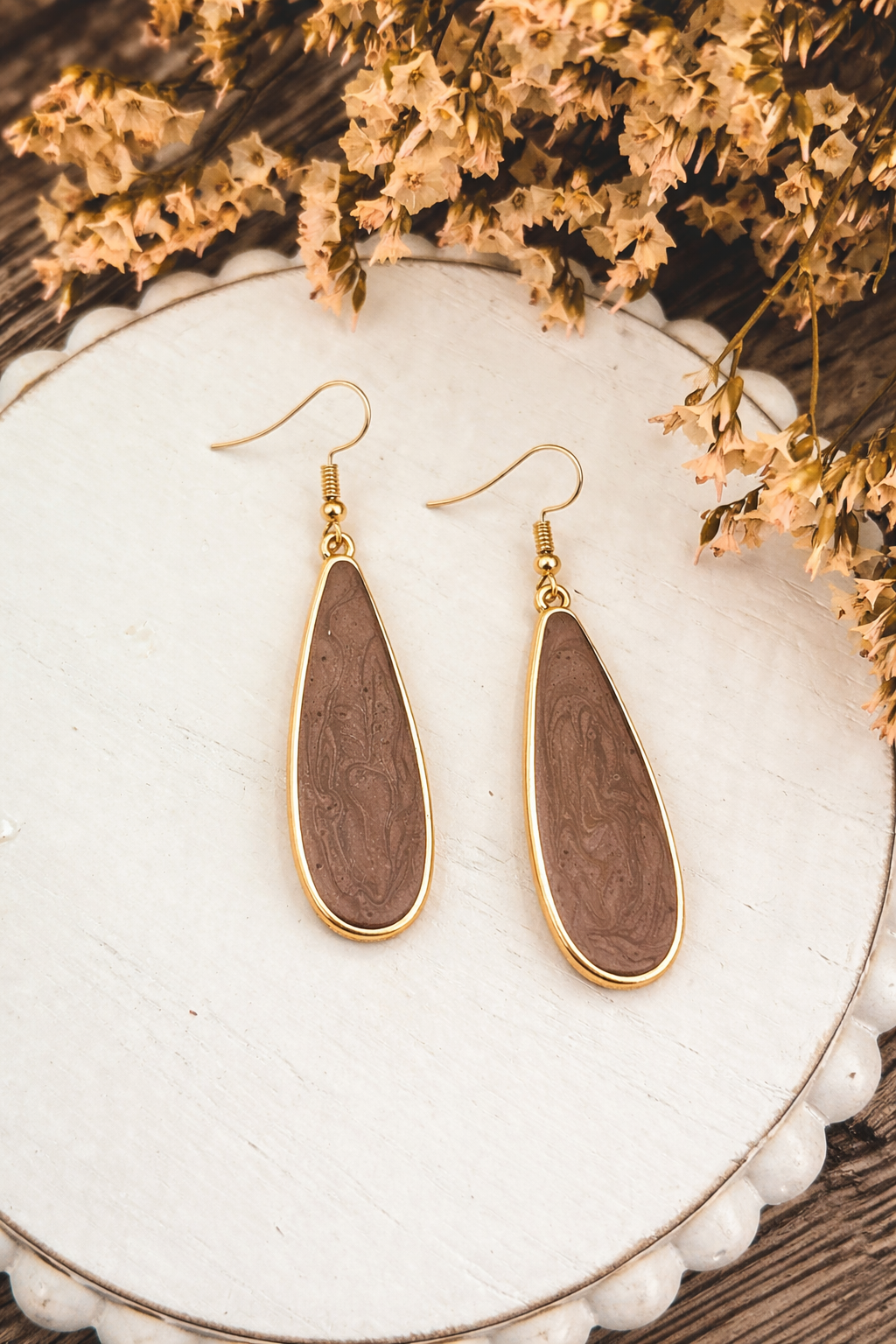 Beautiful Brown and Gold Drop Earrings