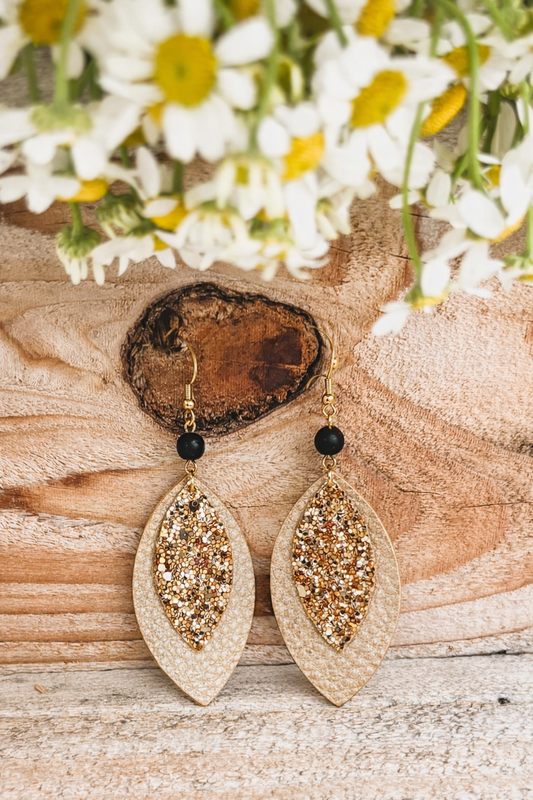 Beautiful Gold Glitter Drop Earrings