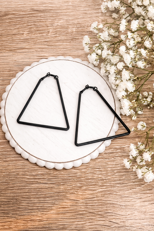 Beautiful Black Triangle Hoop Earrings