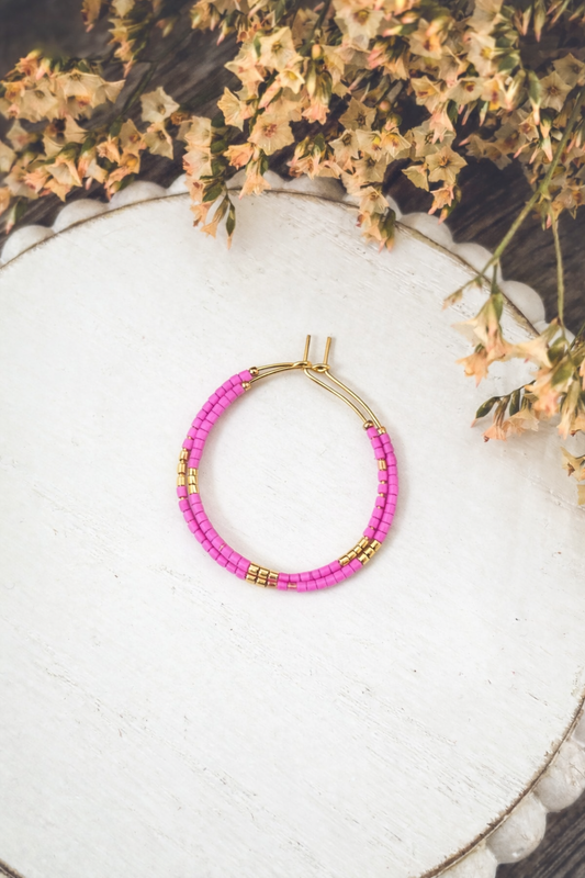 Beautiful Dainty Beaded Hoop Earrings