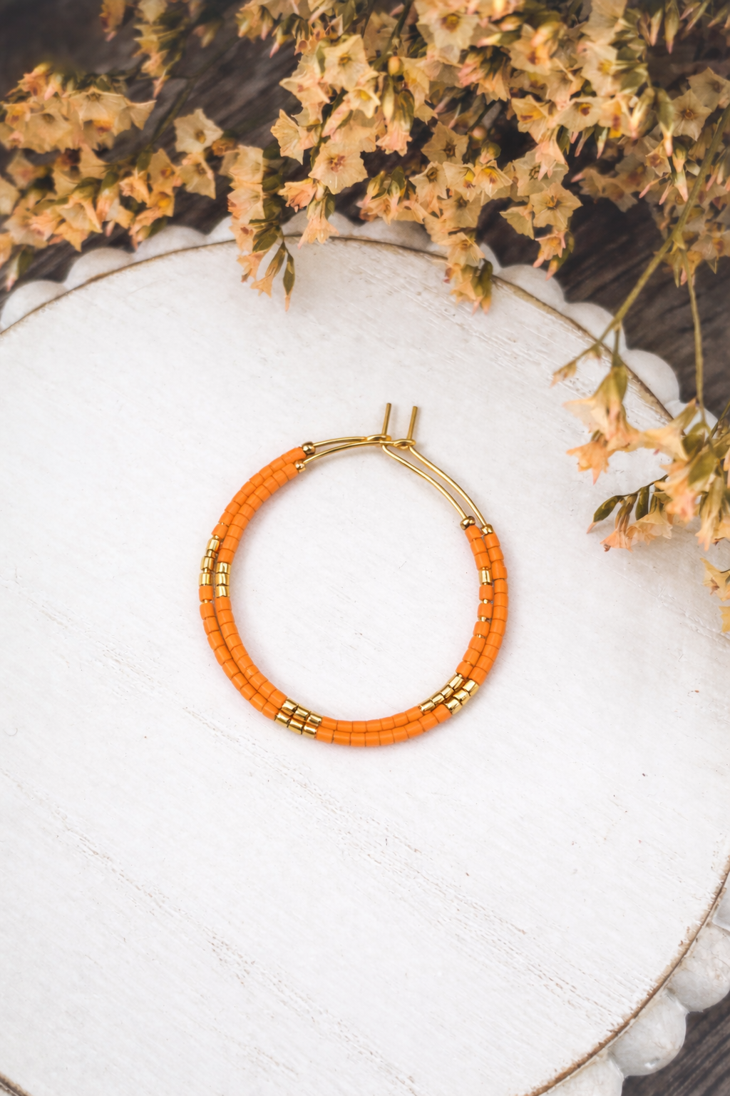 Beautiful Dainty Beaded Hoop Earrings