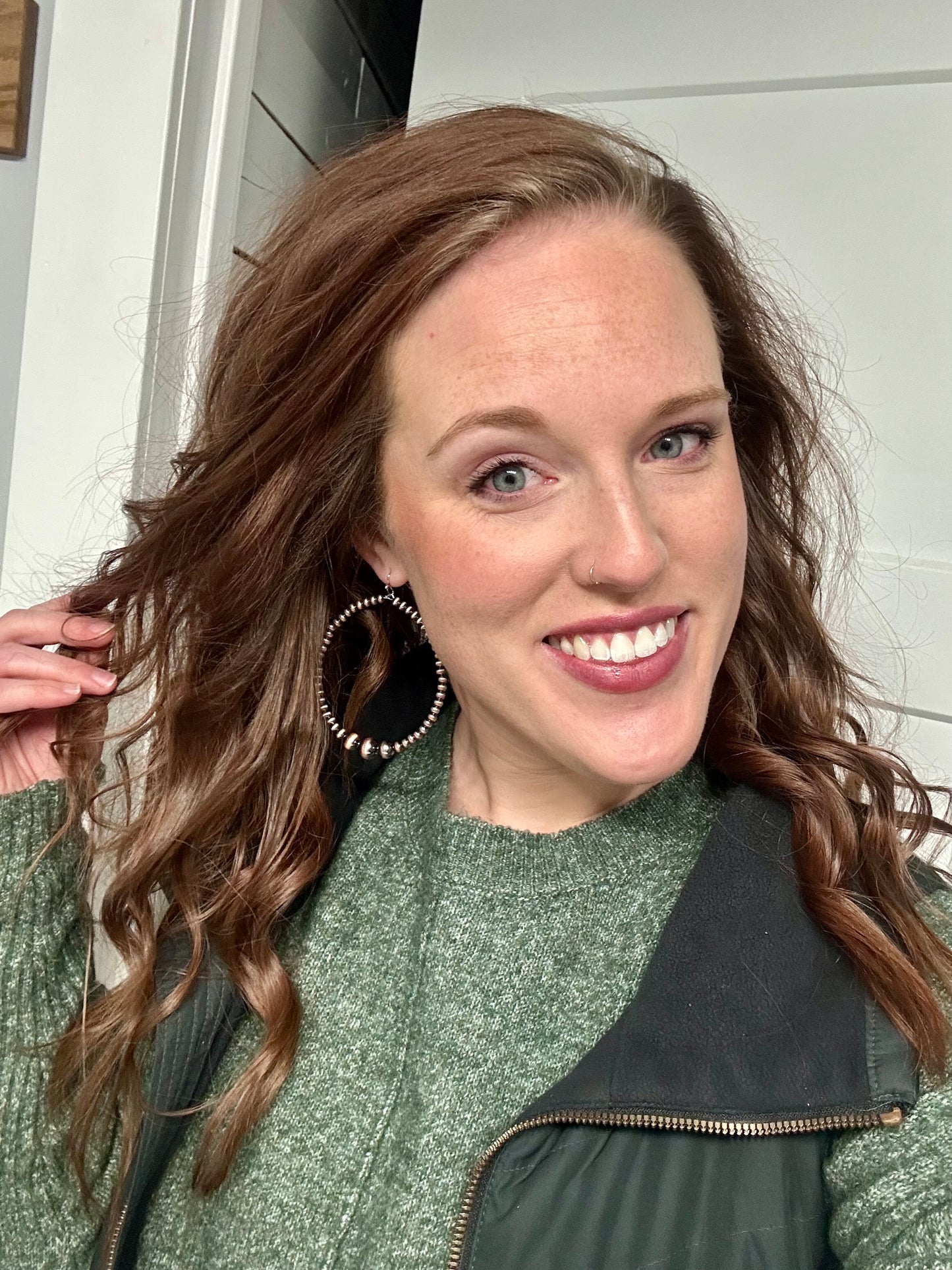 Beautiful Navajo Pearl Hoop Earrings