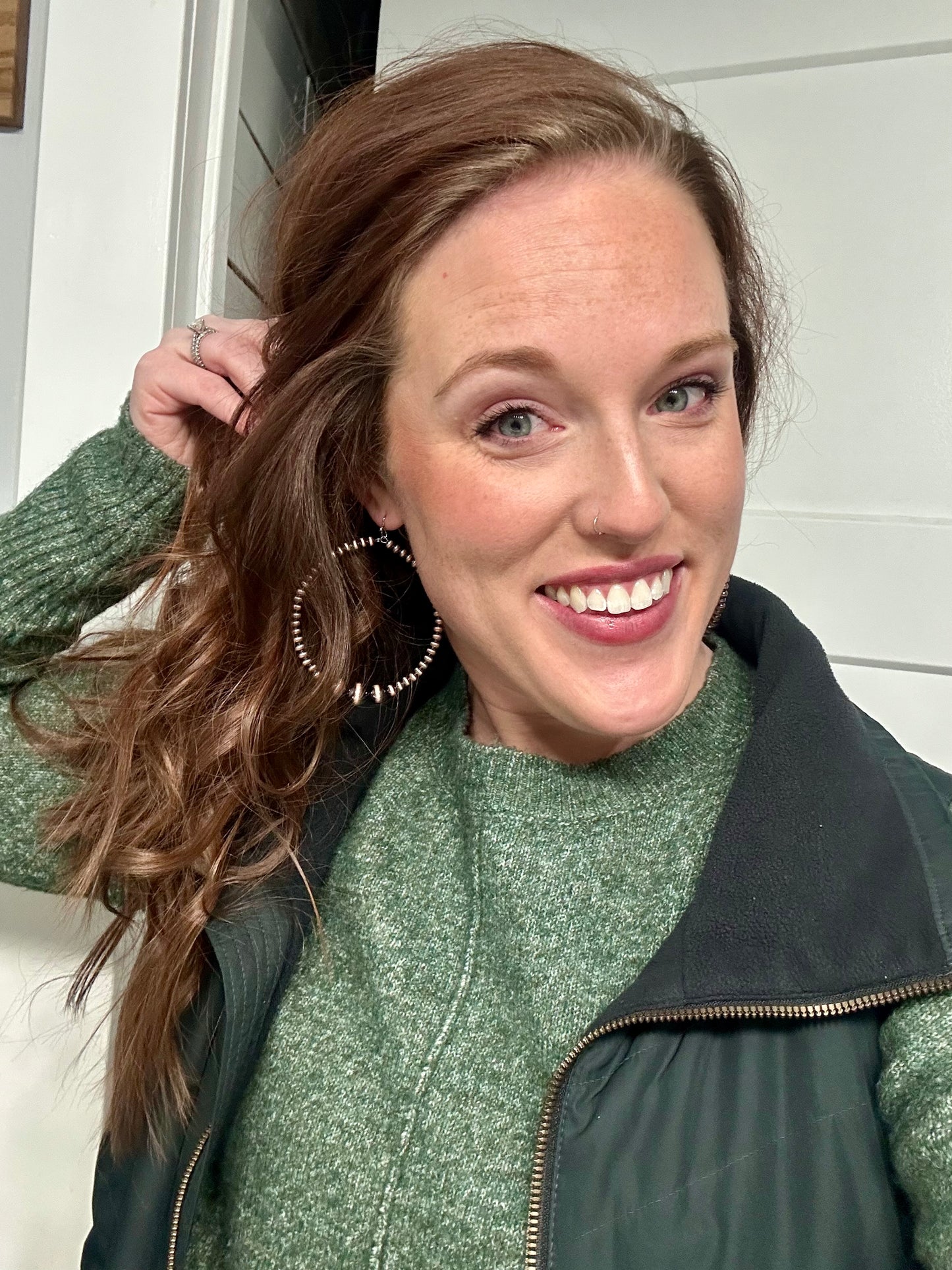 Beautiful Navajo Pearl Hoop Earrings