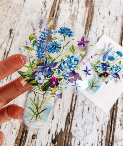 Violet Bouquet Clear Sticker