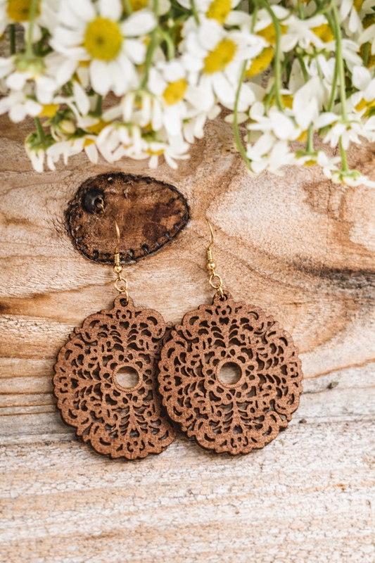 Beautiful Boho Wooden Drop Earrings