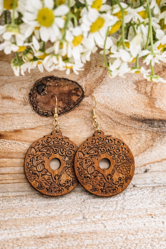 Beautiful Boho Wooden Drop Earrings