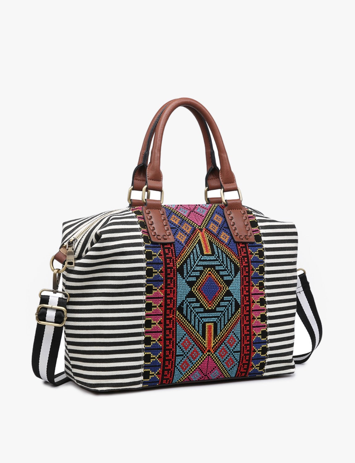 JoJo Striped Two-Tone Satchel w/ Guitar Strap