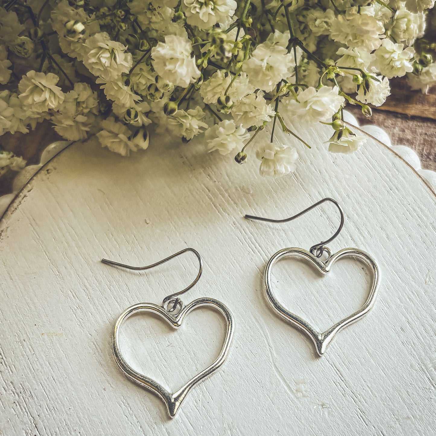 Beautiful Silver Heart Earrings
