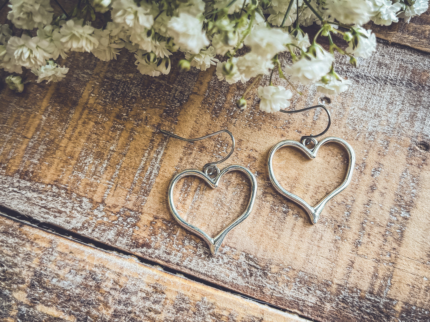 Beautiful Silver Heart Earrings