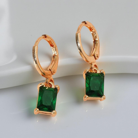 Beautiful Emerald Green Huggie Earrings