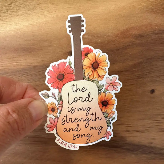 The Lord Is My Song | Guitar & Flowers Sticker