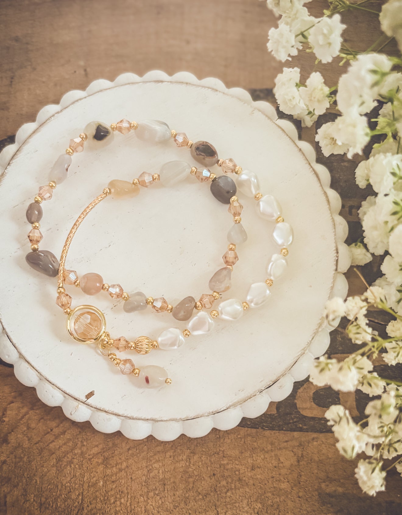 Beautiful Pearl and Stone Bracelet