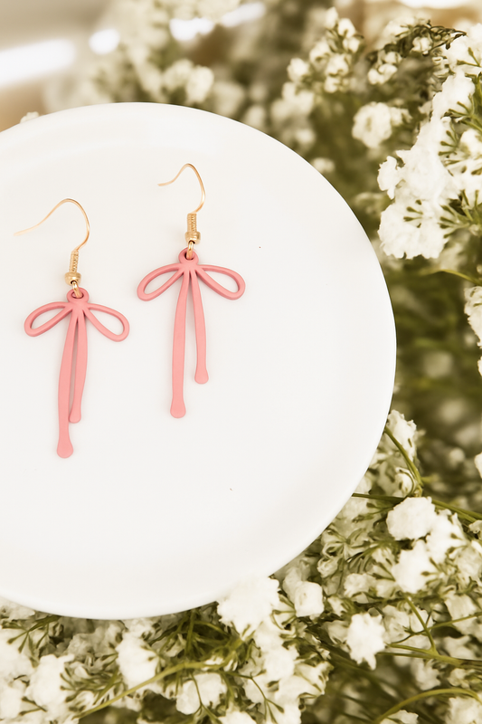Adorable Pink Bow Earrings
