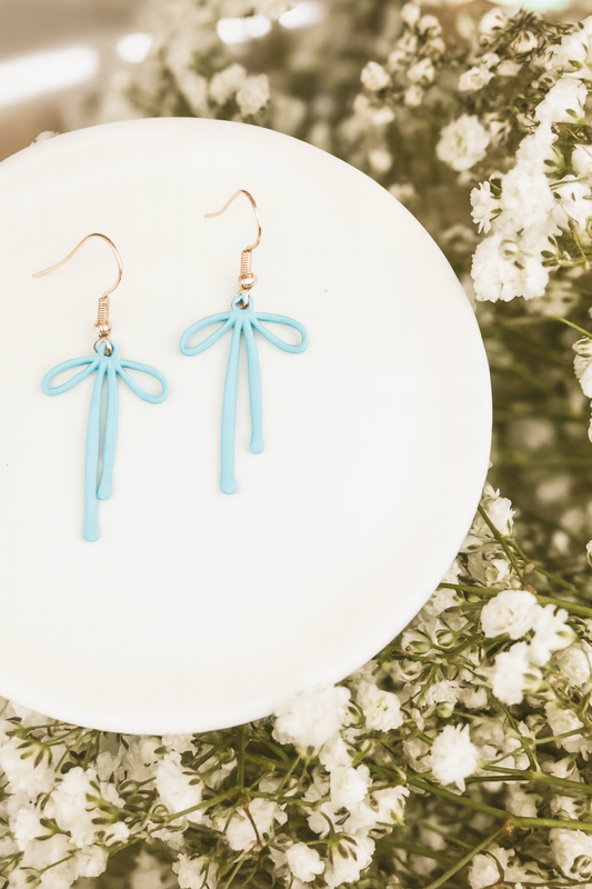 Adorable Blue Bow Earrings