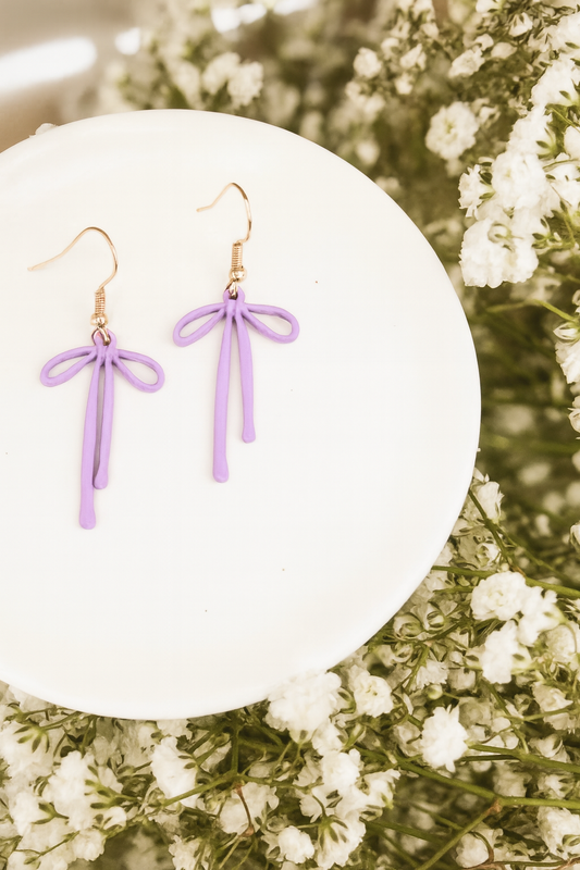 Adorable Purple Bow Earrings