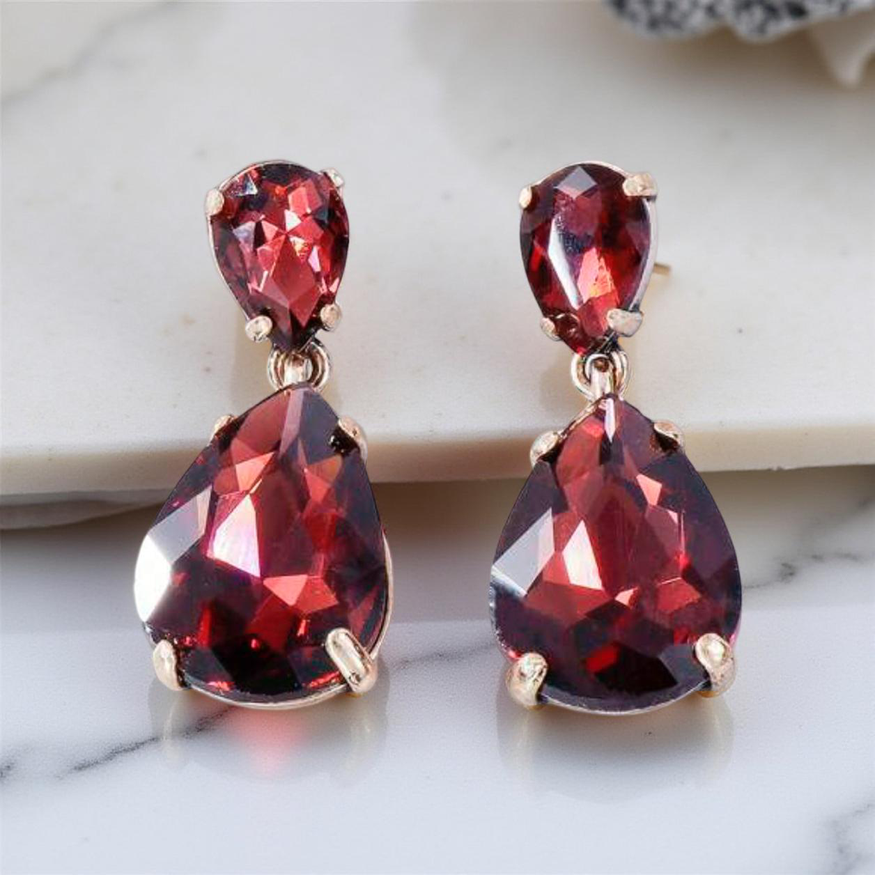 Beautiful Burgundy Crystal Earrings