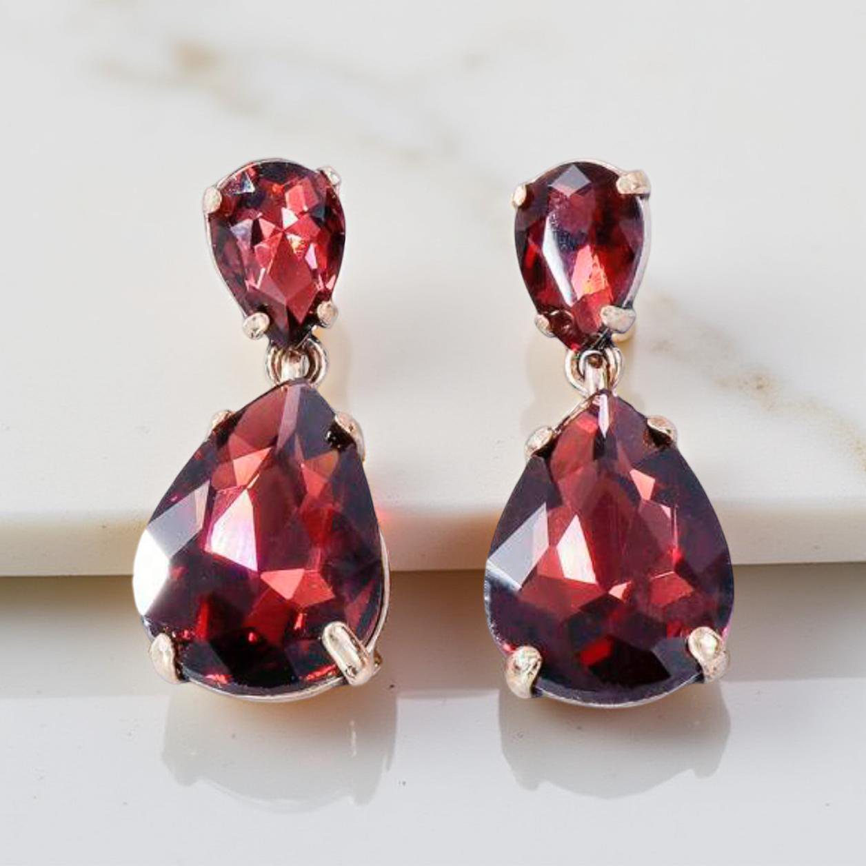 Beautiful Burgundy Crystal Earrings