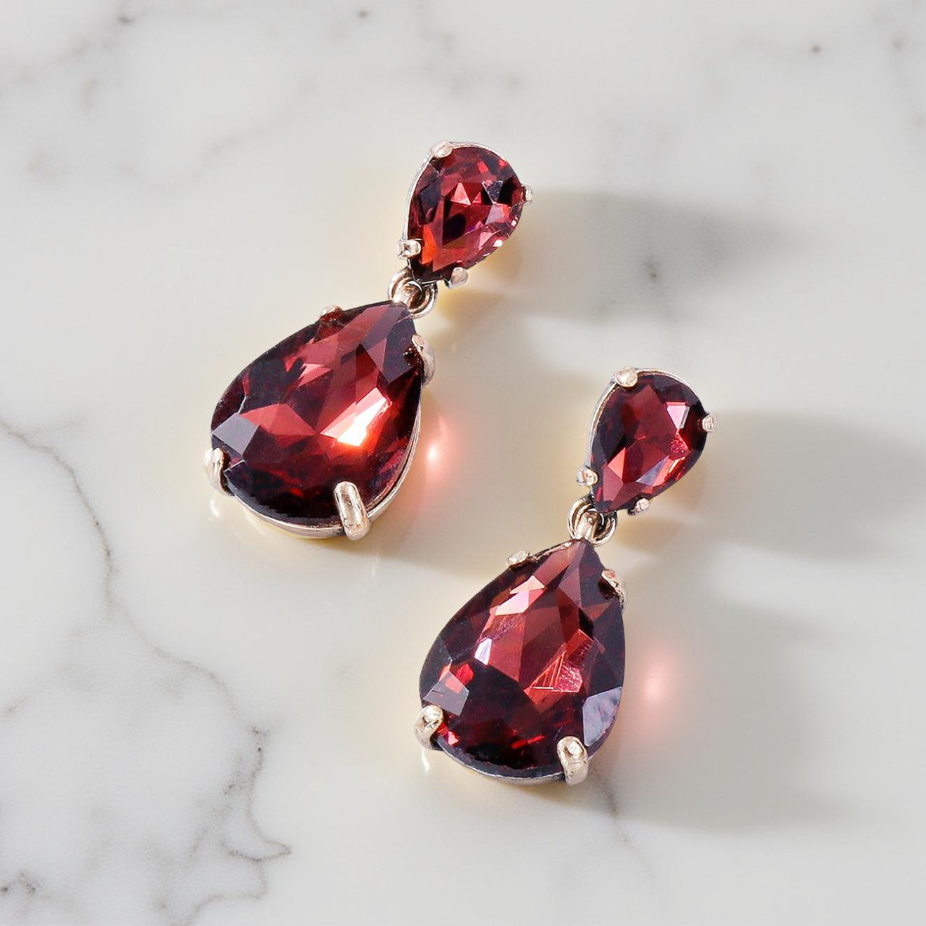 Beautiful Burgundy Crystal Earrings
