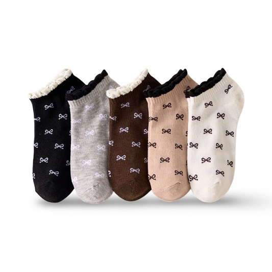 Adorable 5 Pair Bow Socks