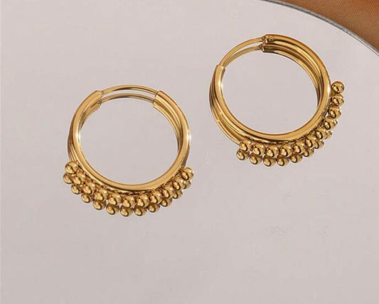 Beautiful Gold Hoop and Bauble Earrings