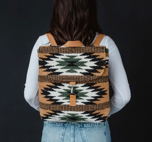 Brown, Black & Green Aztec Backpack