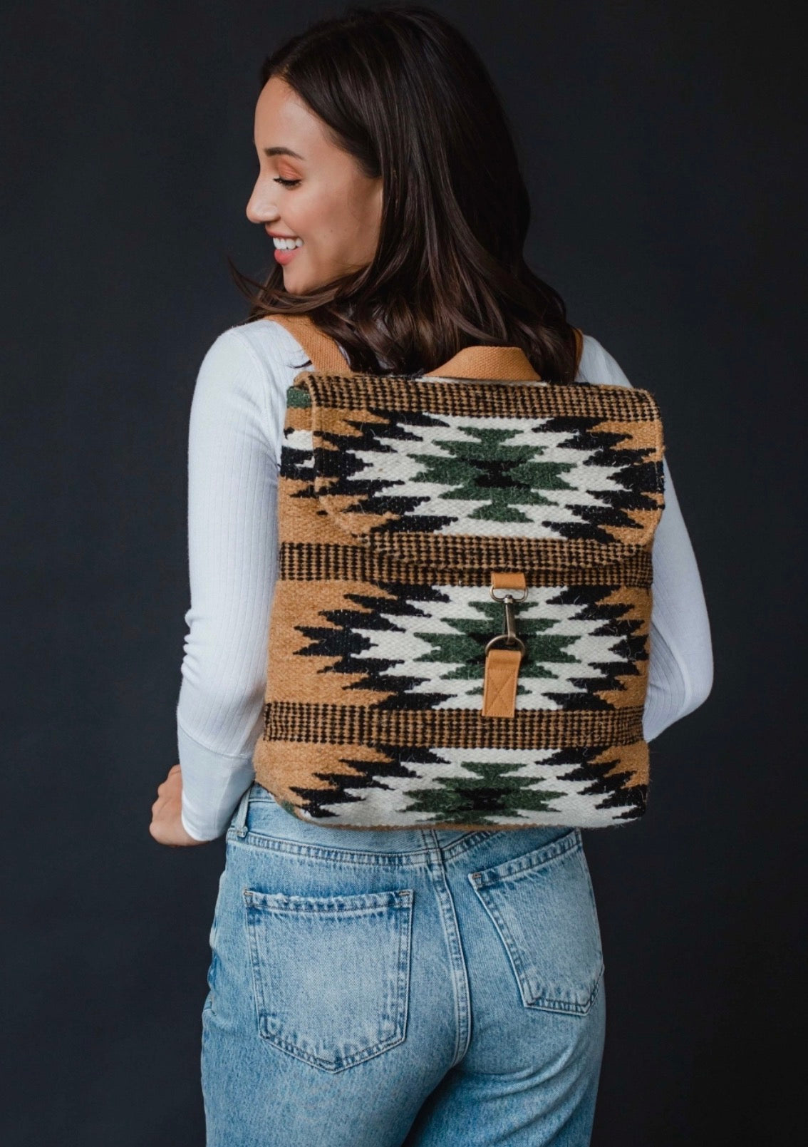 Brown, Black & Green Aztec Backpack