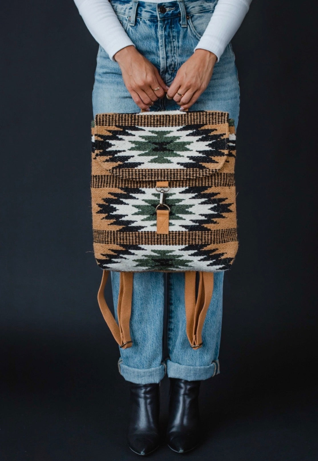 Brown, Black & Green Aztec Backpack