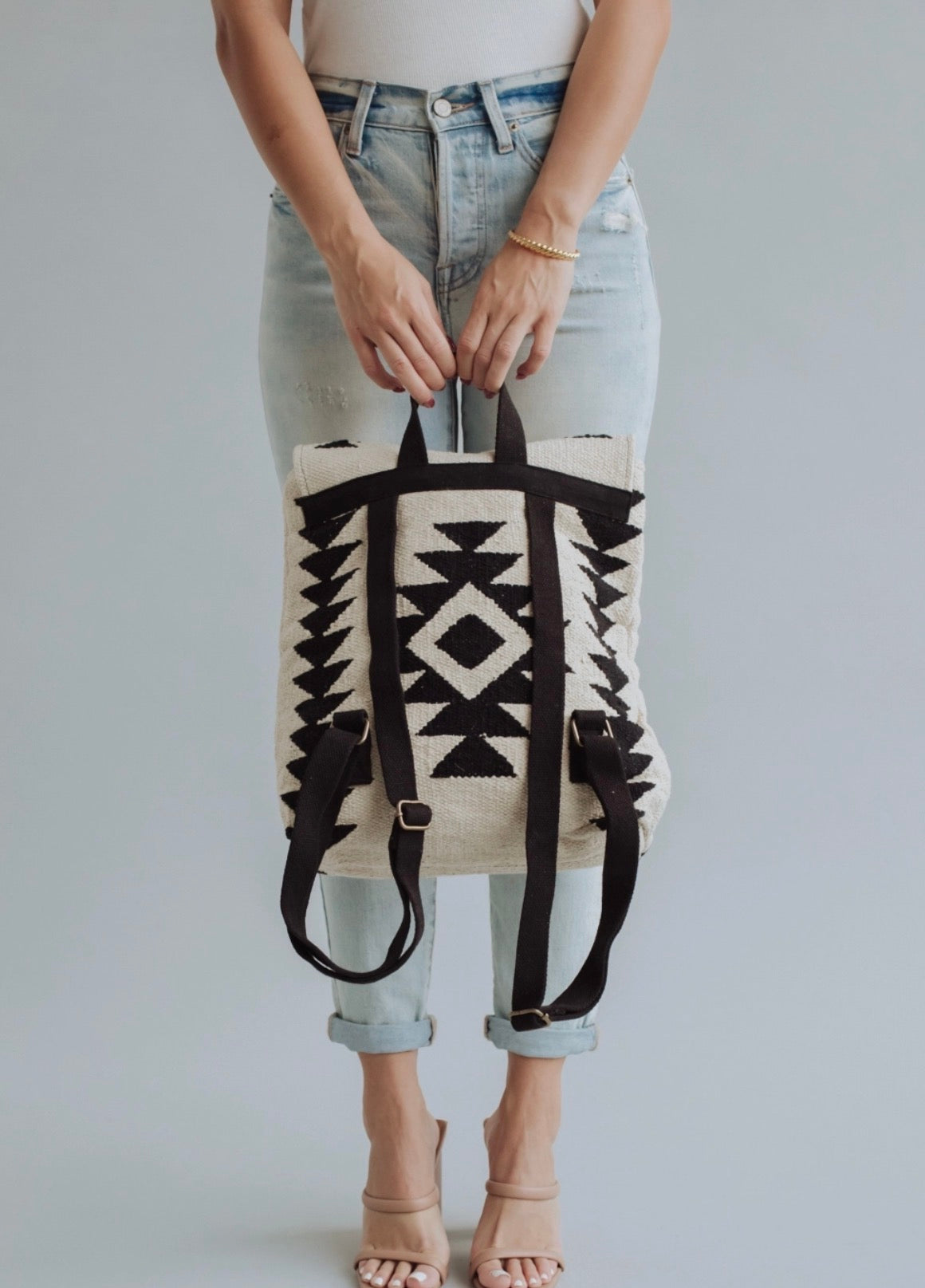 Cream & Black Aztec Backpack