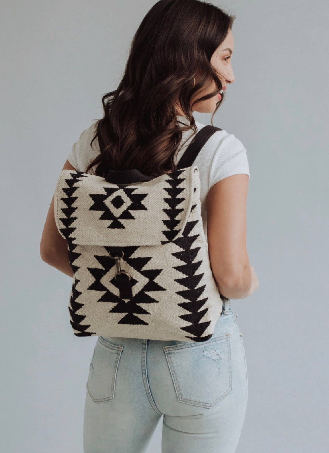 Cream & Black Aztec Backpack