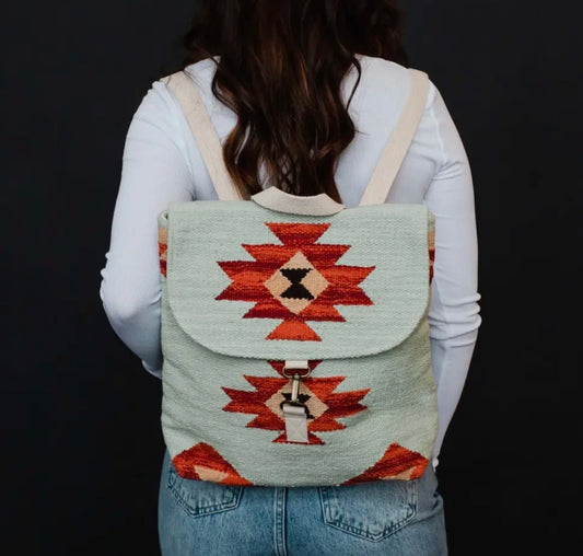 Mint & Multicolored Aztec Backpack
