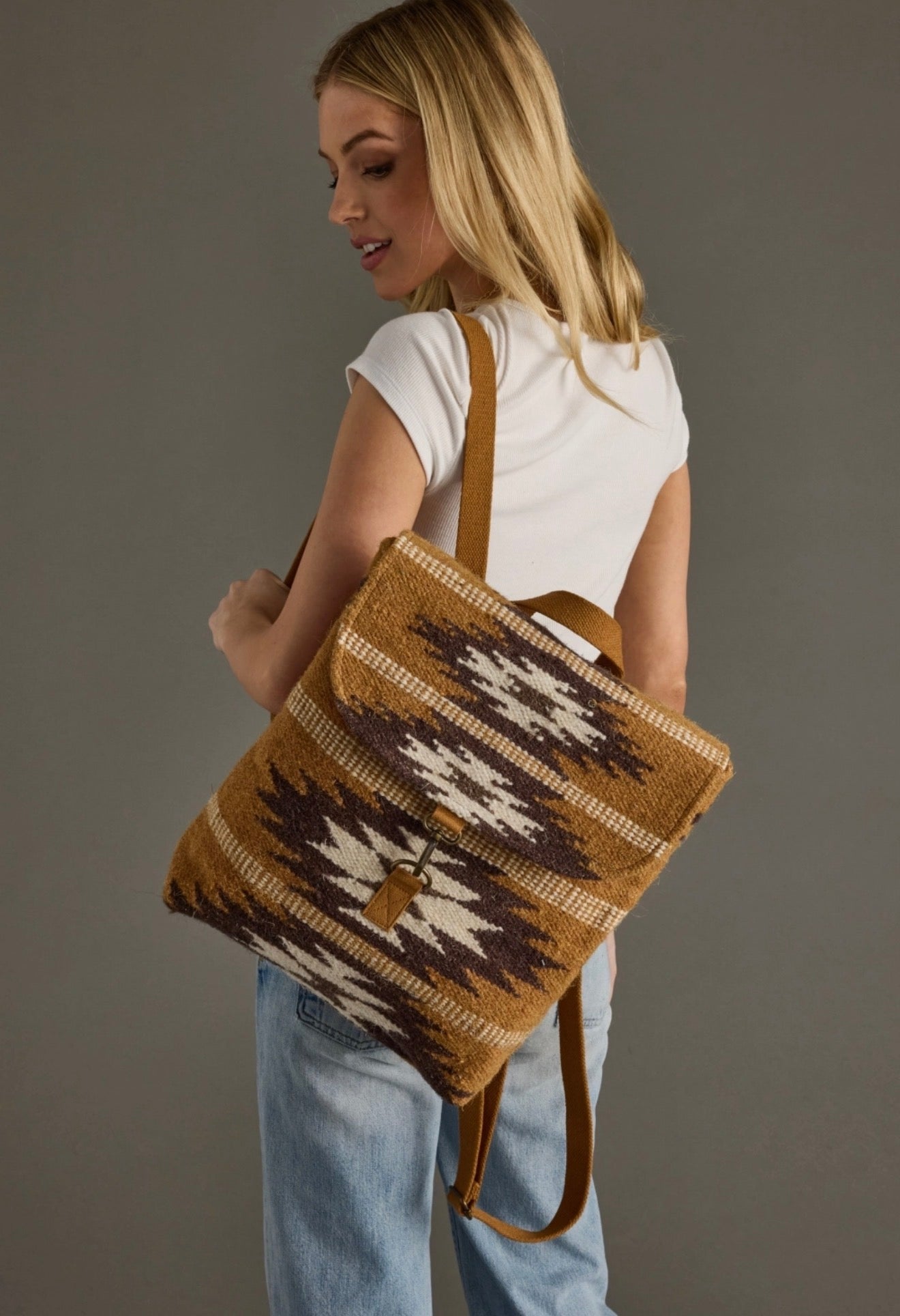 Tan, Brown & Cream Western Backpack