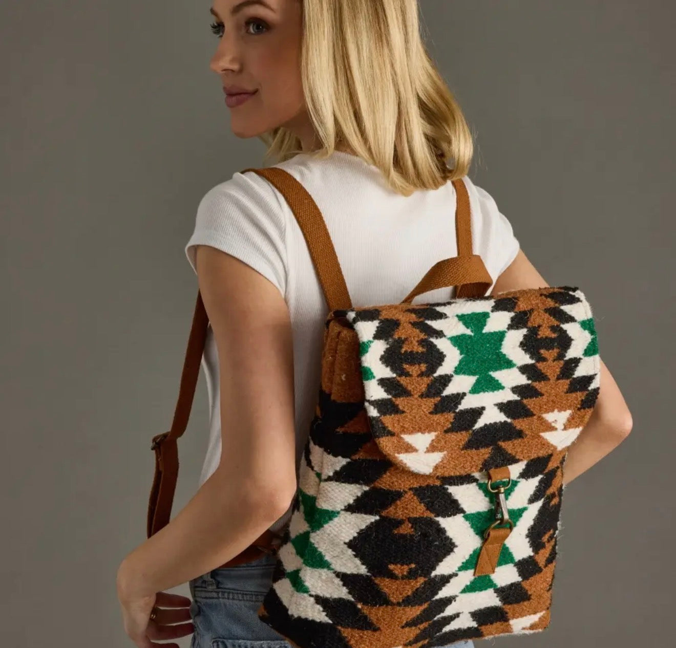 Brown, Black, Green & White Western Crossbody