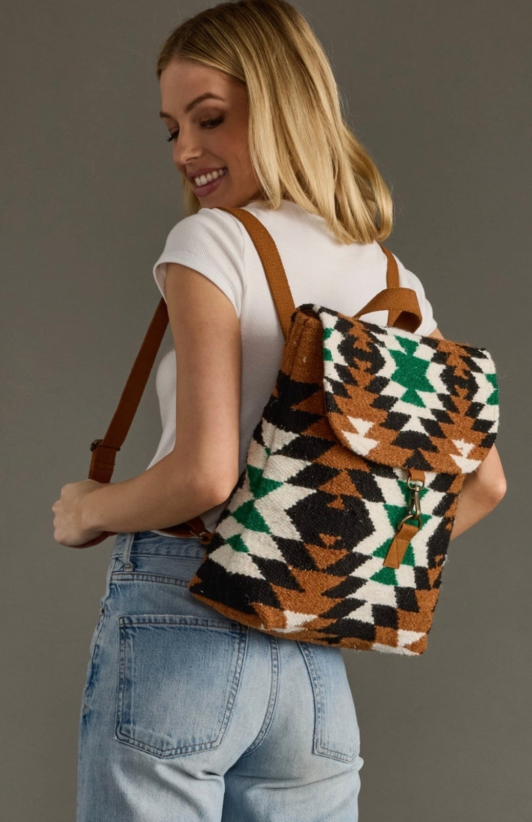 Brown, Black, Green & White Western Crossbody