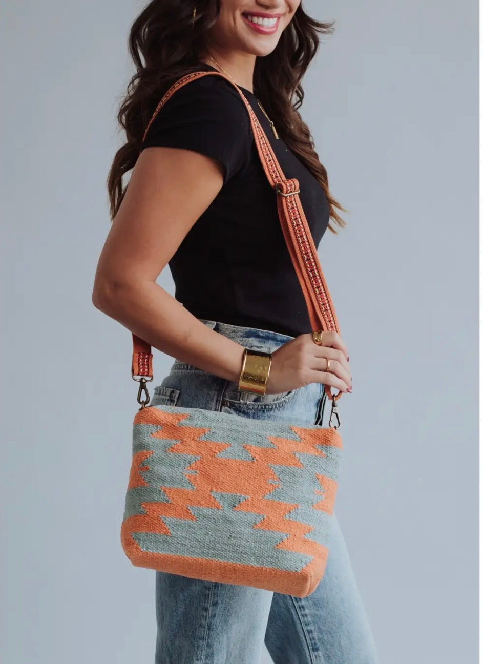 Slate & Orange Aztec Crossbody
